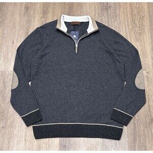 Patrick James 1/4 Zip Sweater Mens 54 EU Large US Wool Cashmere Blend NEW